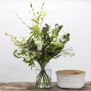 White Nature - Zijden boeket - Zijden bloemen boeket - Boeket - Wit - White - Groot Zijden boeket - L